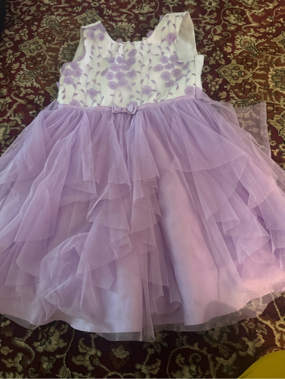 Jona Michelle Lavender Floral Appliqué Party Dress